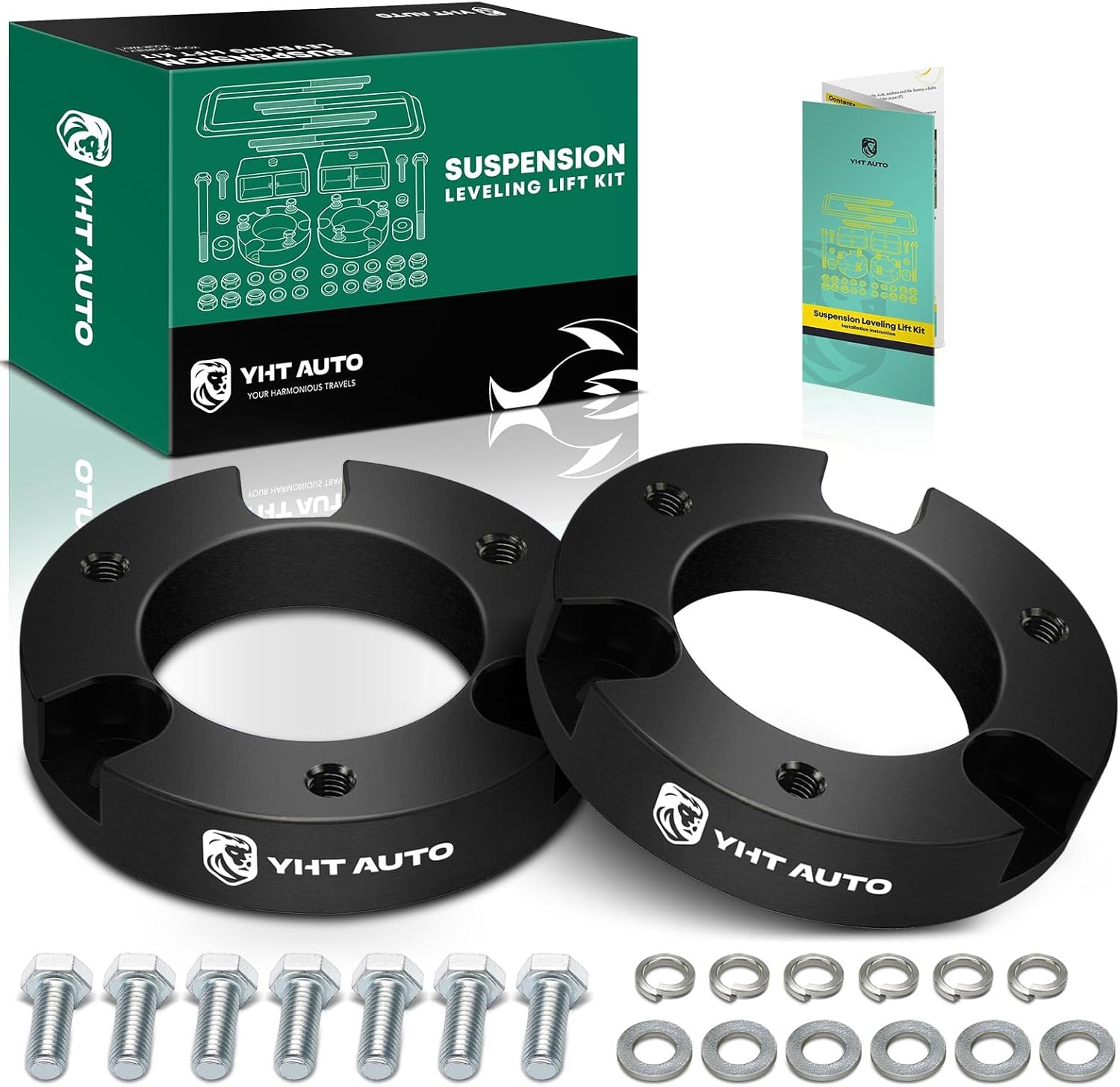 YHTAUTO 2 Inch Front Leveling Lift Kit Fit 2000-2006 Toyota Tundra | RWD/4WD | Aluminum Strut Spacers Raise the Front of Your Truck By 2 Inch | 2PCS Suspension Leveling Kit w/Hardware Kit