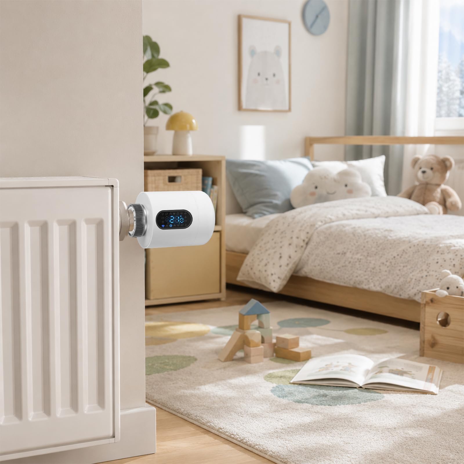 Lot de 3 thermostats de radiateur 2,4 GHz Wi-Fi sans hub Blanc