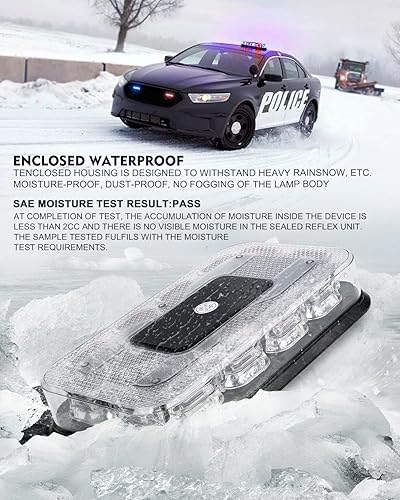 Miniatura 5 de LUMENIX Luz estroboscópica de techo de 12 pulgadas, 72 luces LED de montaje magnético de emergencia intermitente para vehículos POV, quitanieves,