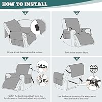 Vista 7 de Ruaozz Funda para silla reclinable 100% impermeable, antideslizante, funda de asiento para silla reclinable, lavable, con correas elásticas para Vino