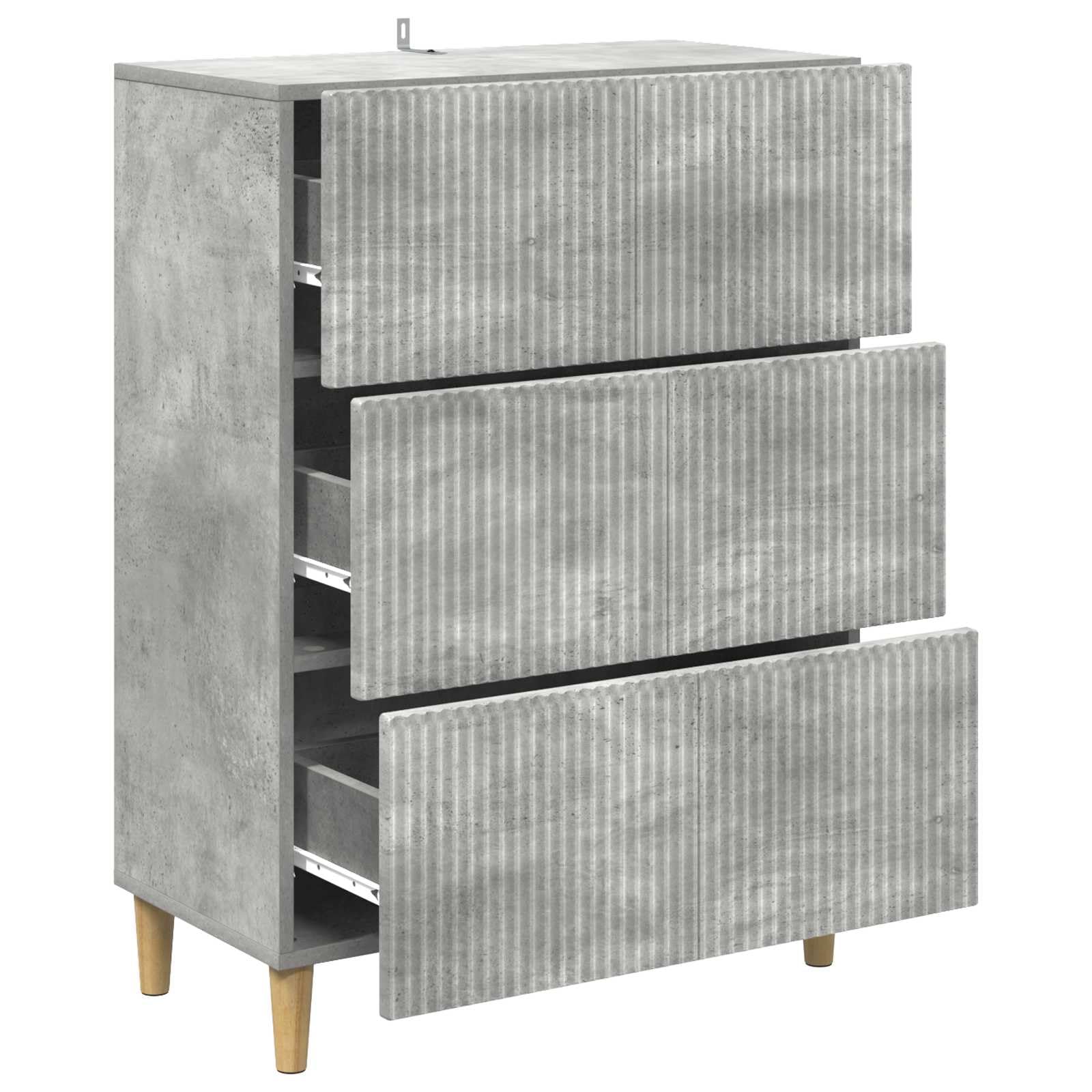 Cassettiera Grigio Cemento in Legno Ingegnerizzato 66x34,5x90 cm