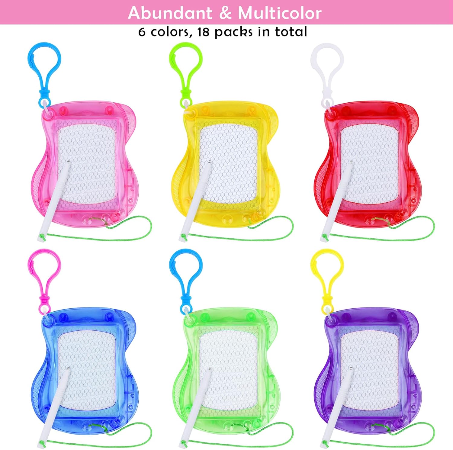 Elcoho 18 Pieces Mini Drawing Board Keychains Magnetic Doodle Board Set with Pen Erasable Doodle Toys Painting Sketch Pad for Classroom Prizes, Party Favors