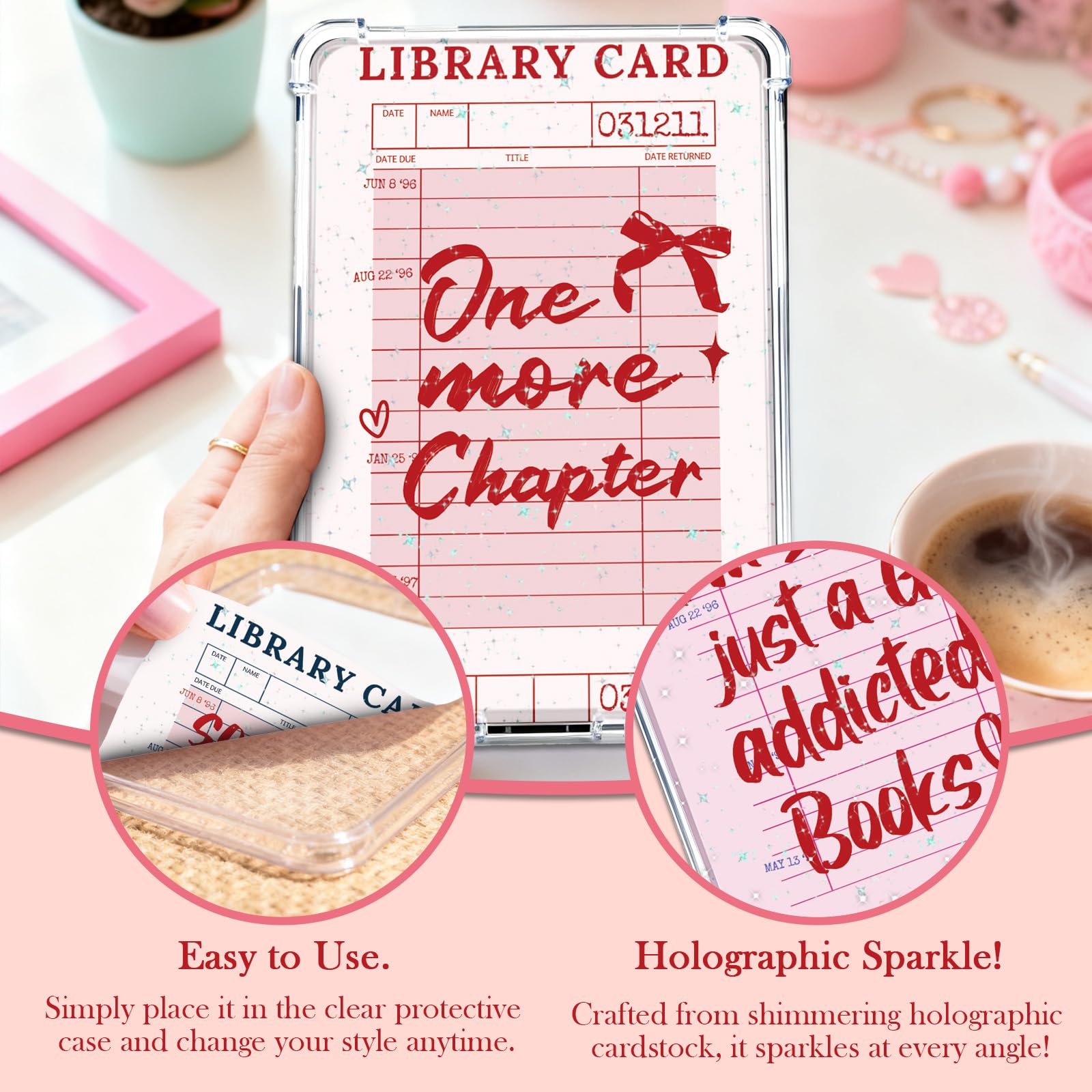 Rngmsi Karton do przezroczystego etui – 12 szt. wkładów kartonowych do kart bibliotecznych kompatybilne z Kindle Paperwhite 11-12., 6,9 cala x 4,20 cm, różowe papiery książkowe do czytnika e-booków