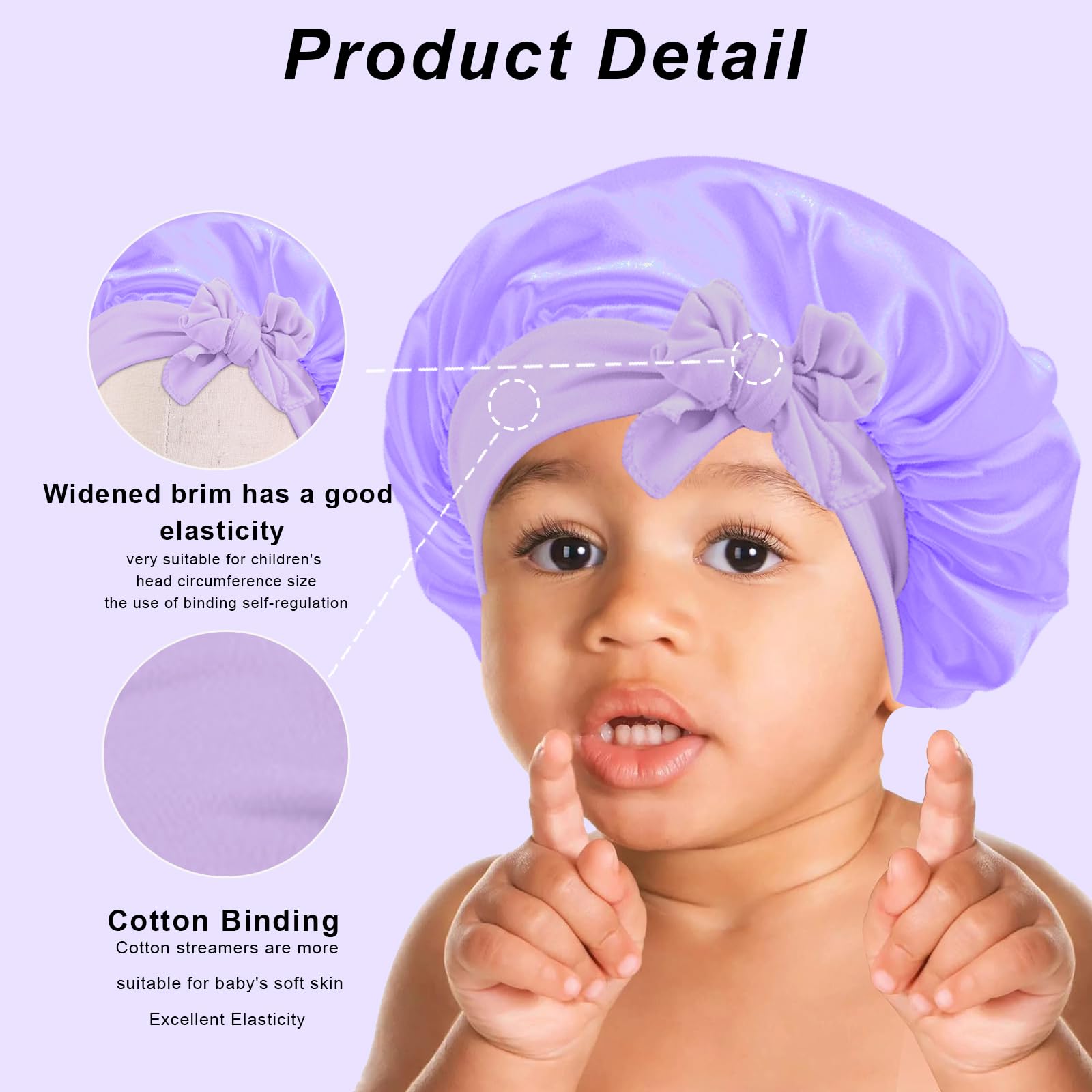 3Pcs Kids Silk Satin Bonnet for Sleeping - Image 3
