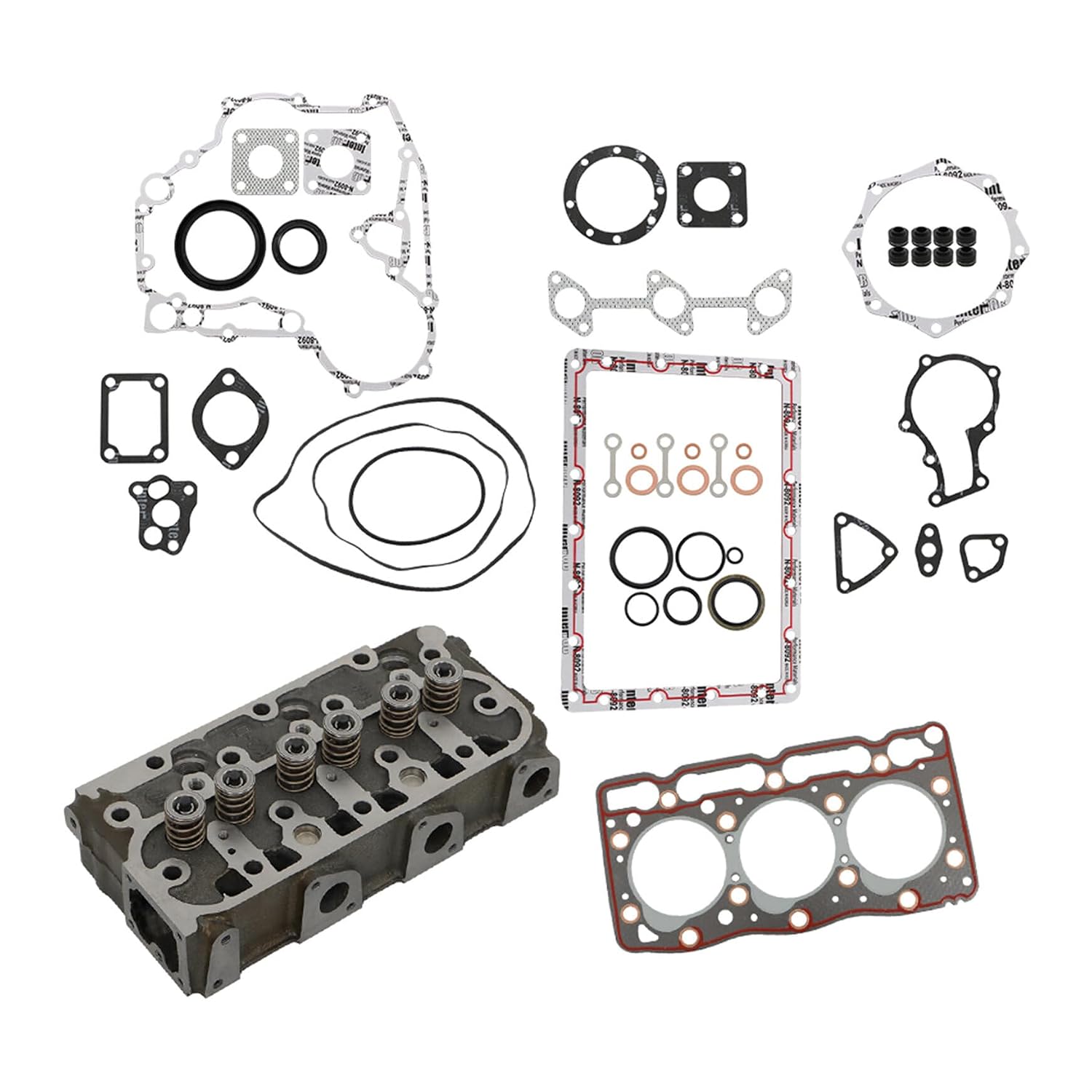 Cylinder Head with Full Shim Set Kit Replacement for Kubota D905 Engine B1700DT B1700E B1700HST-D Tractor