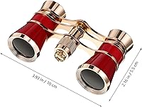 Vista 2 de Opera Glasses Binoculars 3 X 25, Mini Binocular Compact Lightweight, Theater Glasses with Chain for Adults Kids Women Theater Opera (Red with Chain)