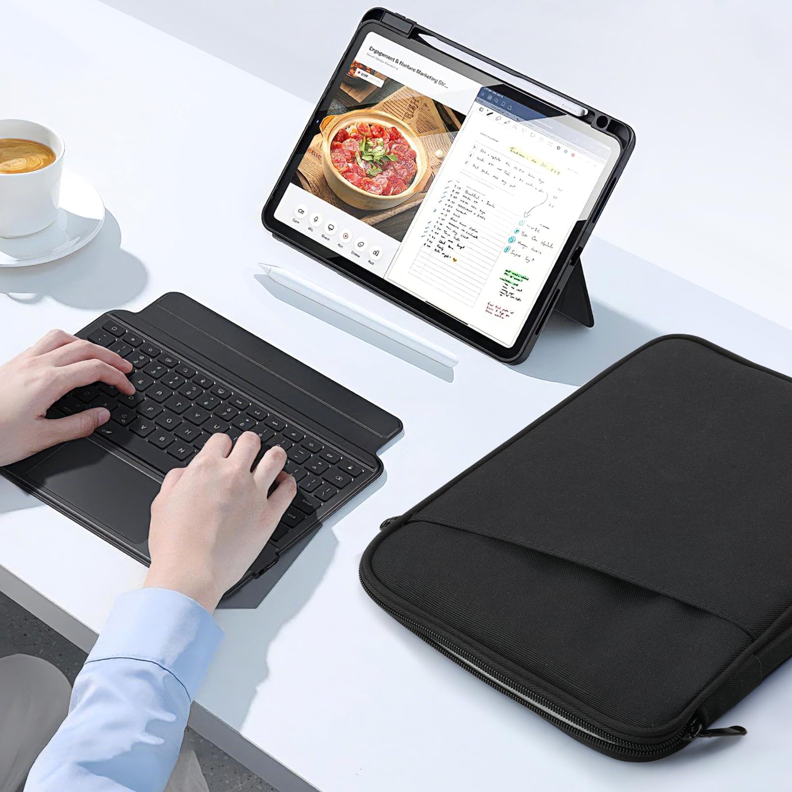 TiMOVO 9-11" Custodia per Tablet, Compatibile con iPad 11" A16 2025, iPad 10,9"/10,2"| Air 11", Galaxy Tab A9+ / A11 Plus 11", Borsa Protettiva con Tasche, Nero