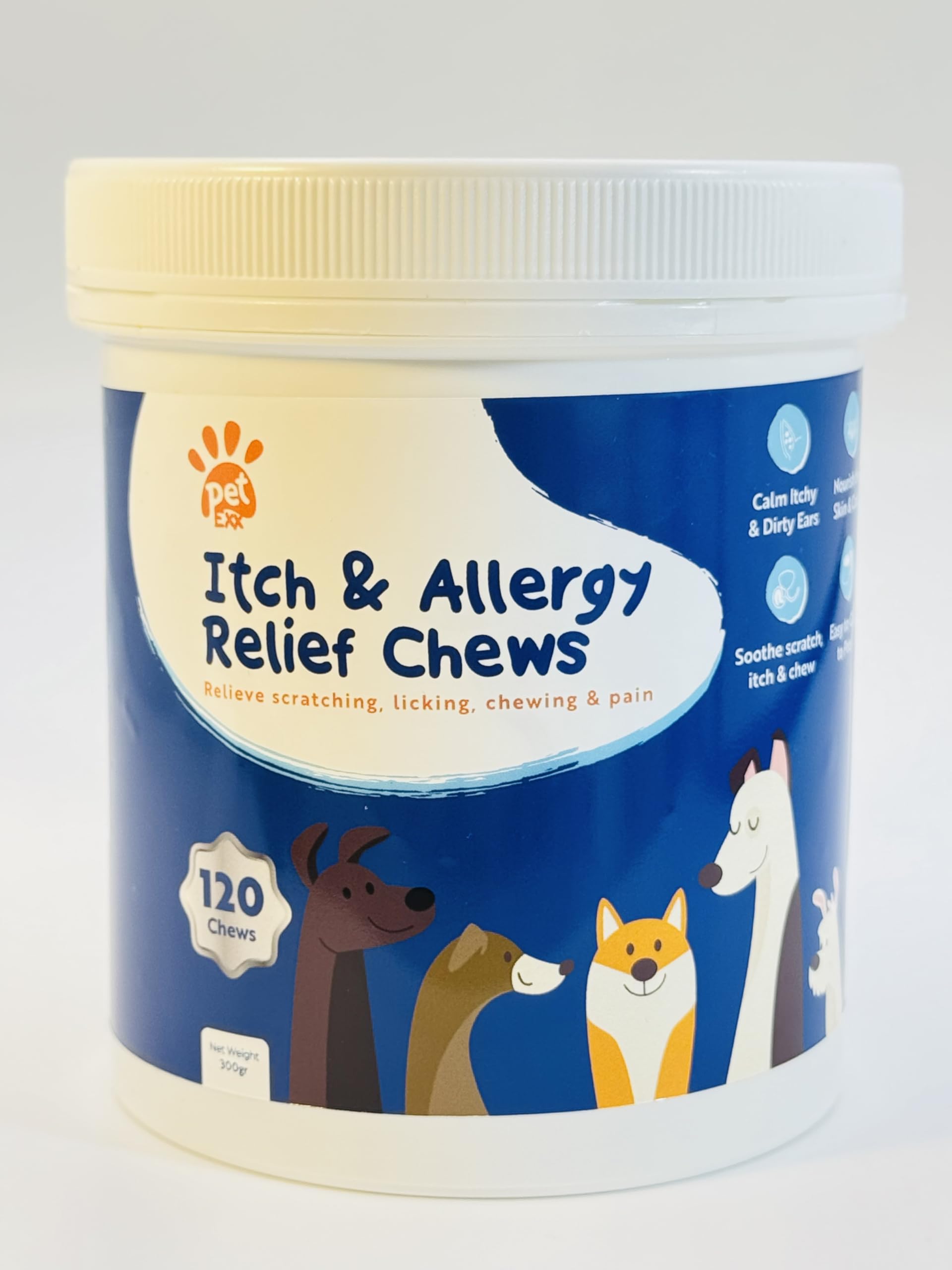 PetExx Itch & Allergy Relief Chews for Dogs (120 chews), Brown