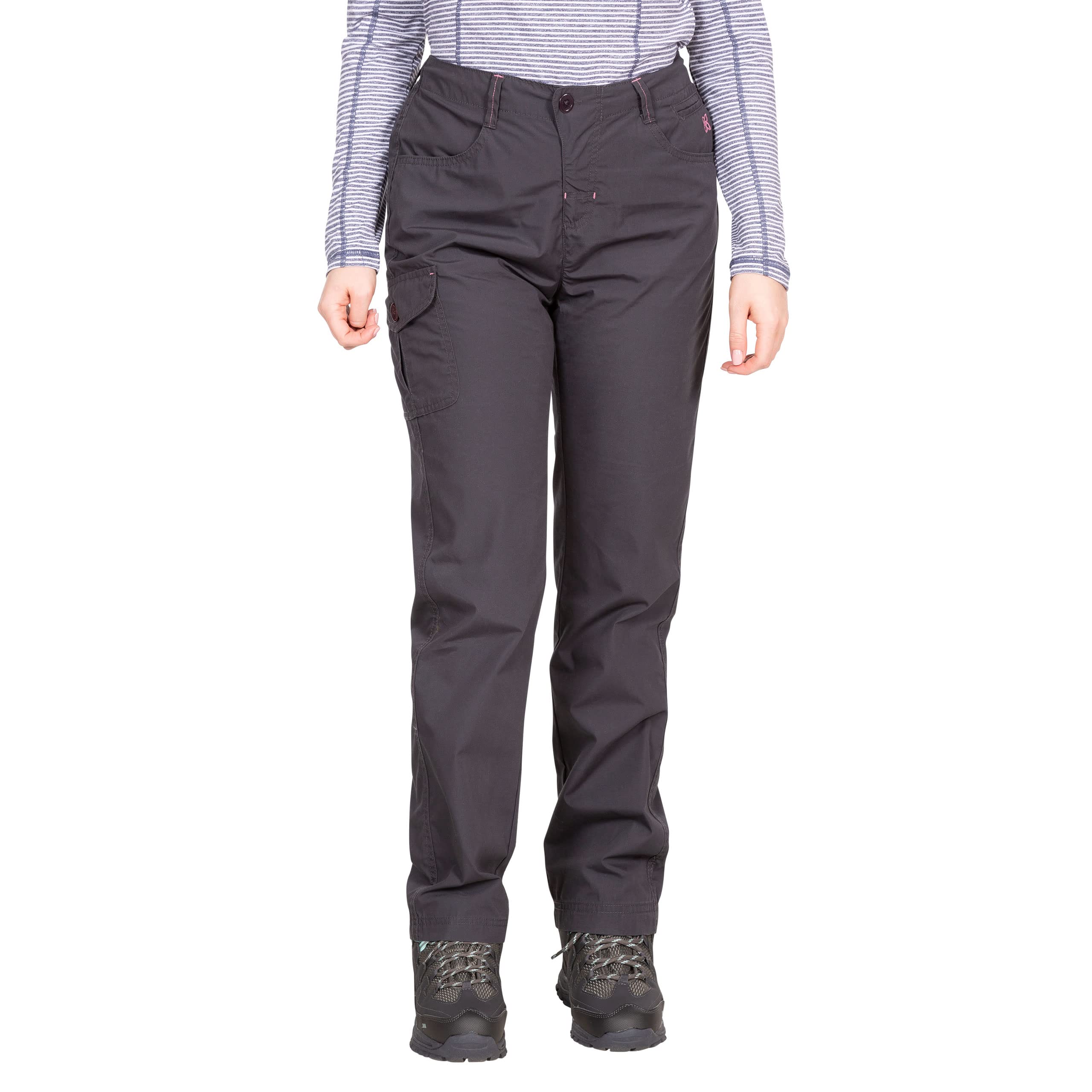 Trespass Women's Dark Grey Cargo Trousers Walking Pants Water Repellent 4 Pockets Rambler