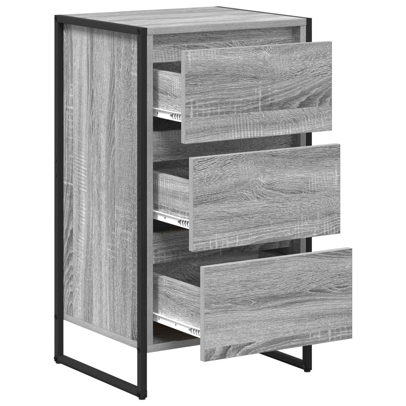Aparador Sonoma gris, 42 x 36 x 75,5 cm, material de madera, diseño industrial, armario de almacenamiento, robusto, con cajón para salón, cocina
