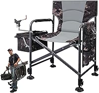 FUNHORUN Fishing Chair with Rod Holder - Heavy Duty Folding Ice Fishing Camping Chair, Cooler Bag, Cup Holder, Adjustable Legs