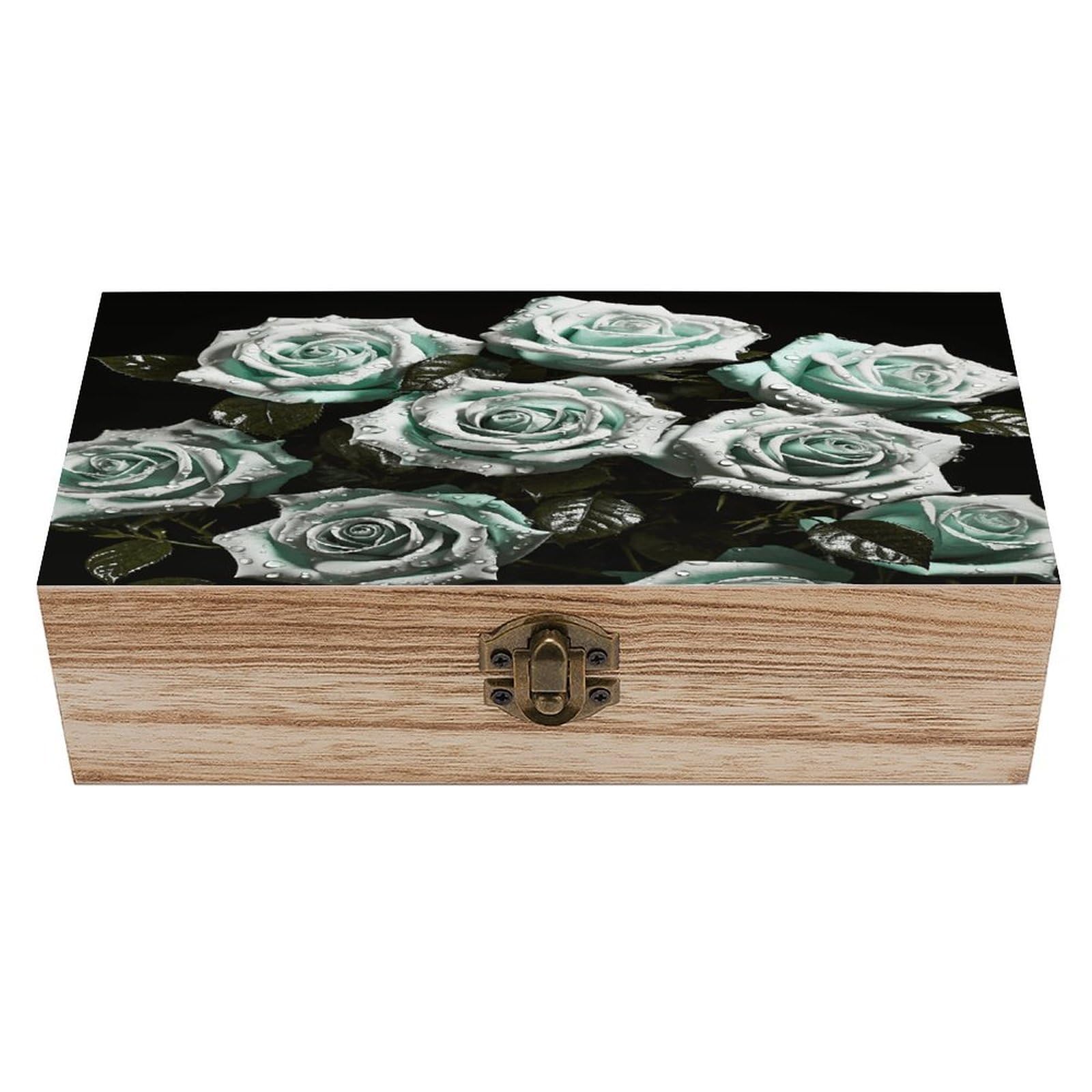 Coffre de rangement rétro en bois de rose verte, boîte de luxe pour souvenirs précieux