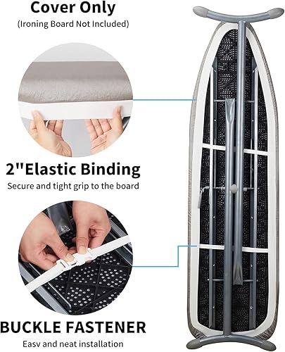 Miniatura 4 de BNDX Funda para tabla de planchar resistente, revestimiento de silicona, acolchado resistente a la quemadura, extra gruesa y resistente, 4 capas,