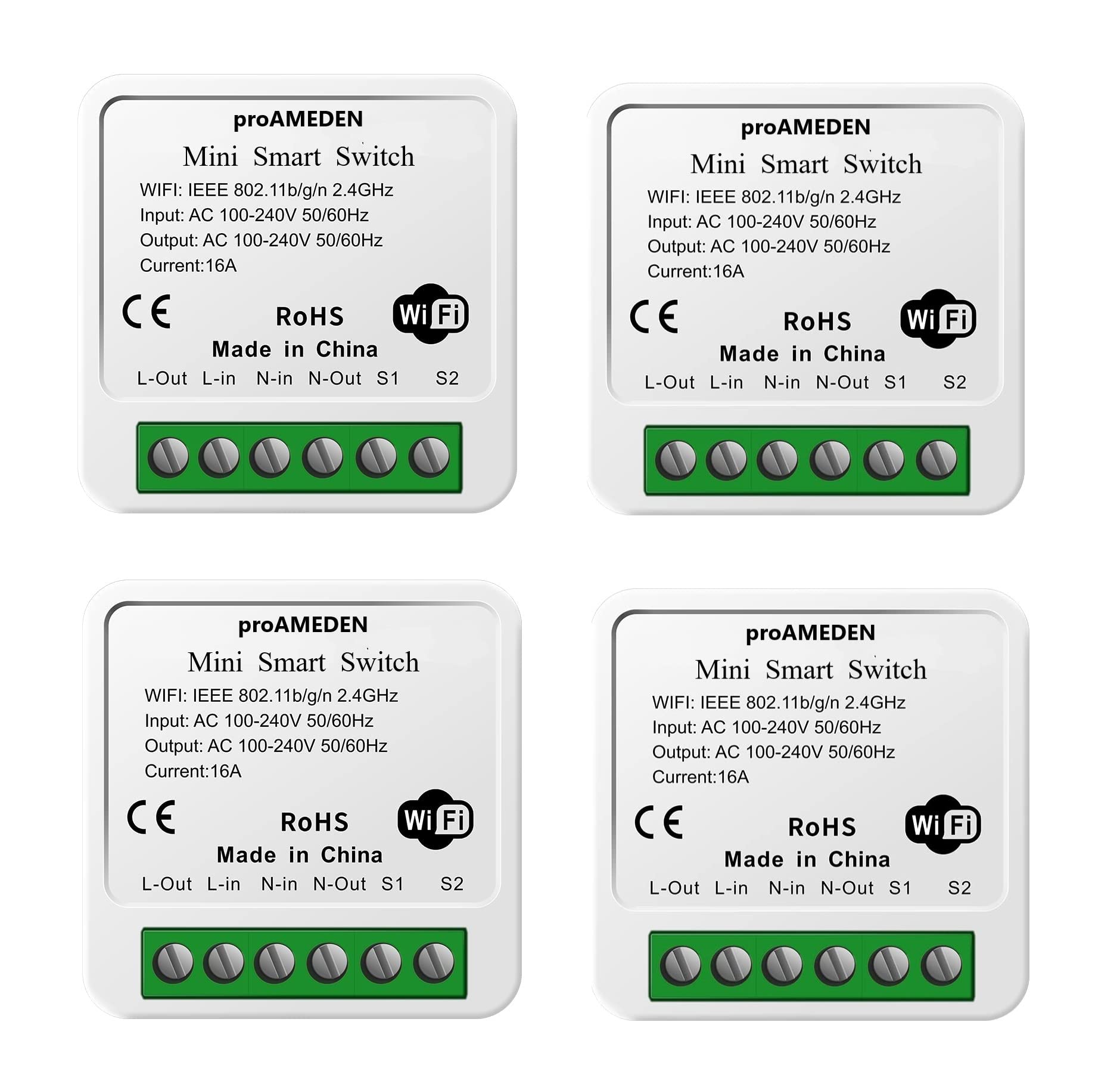 proAMEDEN Interruptor inteligente wifi 16A, MINI Smart switch wifi, Módulo interruptor, app Tuya/SmartLife, Compatible con Alexa, Google Home (4)