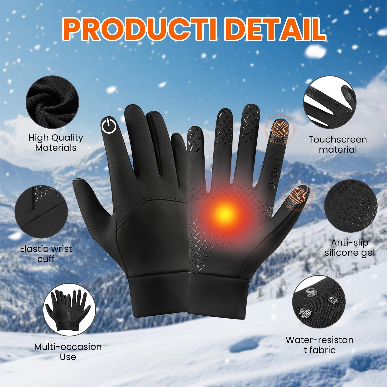Guantes Calefactables USB Impermeables Cortavientos 3 Temperaturas 45°C-55°C para Esquí Bicicleta
