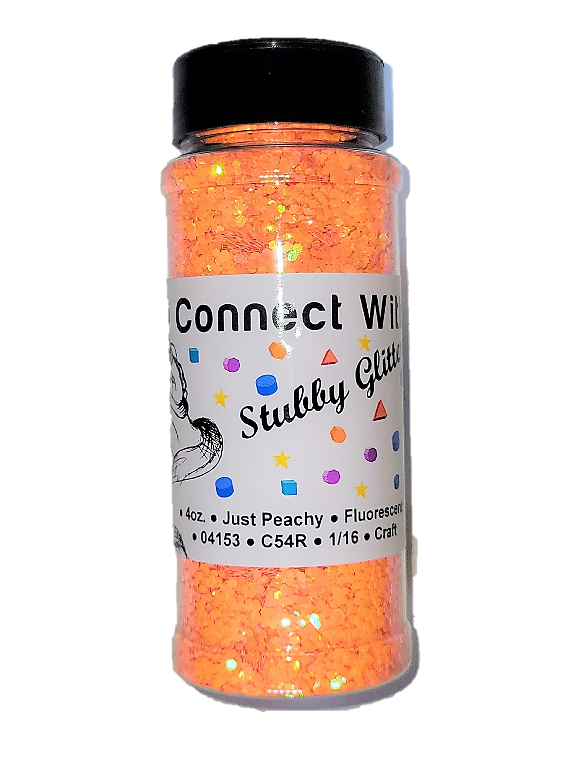 iConnectWith Glitter – Just Peachy Fluorescent Glitter; Multi-use for Crafts, Decorations, Nail Art, Makeup, Tumblers, Resin Art, and DIY Projects