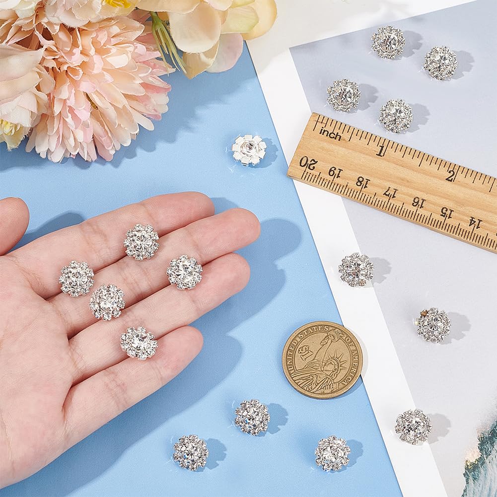 12 Boutons Strass Métal 20mm - Plat, Rond, Alliage, Argent Et Or, Pour Couture DIY, Décoration Vêtements