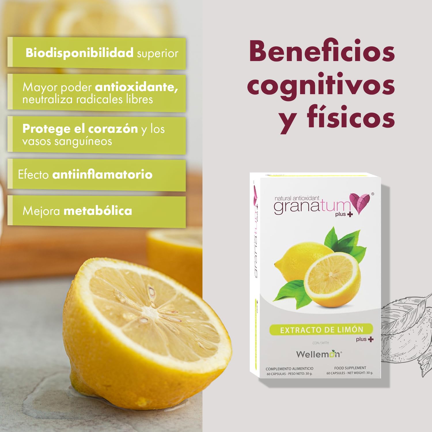 GRANATUM PLUS POLIFENOLES MEDITERRANEOS EXTRACTO DE LIMON PLUS 60 CAPSULAS