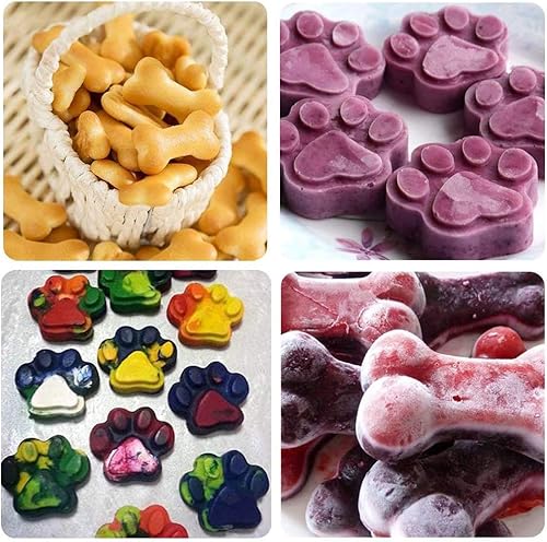 Miniatura 5 de Paquete de 2 moldes de silicona para chocolate con forma de hueso de cachorro y hueso de perro, con 2 goteros de líquido transparente graduados, 8