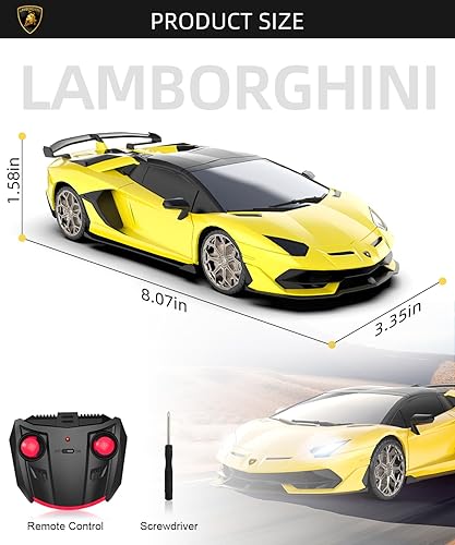 Miniatura 6 de Lamborghini - Auto de control remoto, a escala 124, eléctrico, deportivo, de carreras, hobby, modelo Lamborghini, modelo de vehículo para niños y