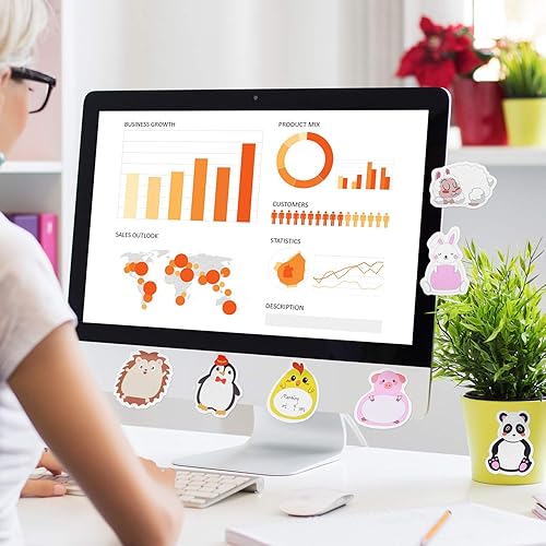 Miniatura 6 de 30 juegos de notas adhesivas de animales de dibujos animados, marcadores de página de notas de dibujos animados en diferentes formas para el hogar,