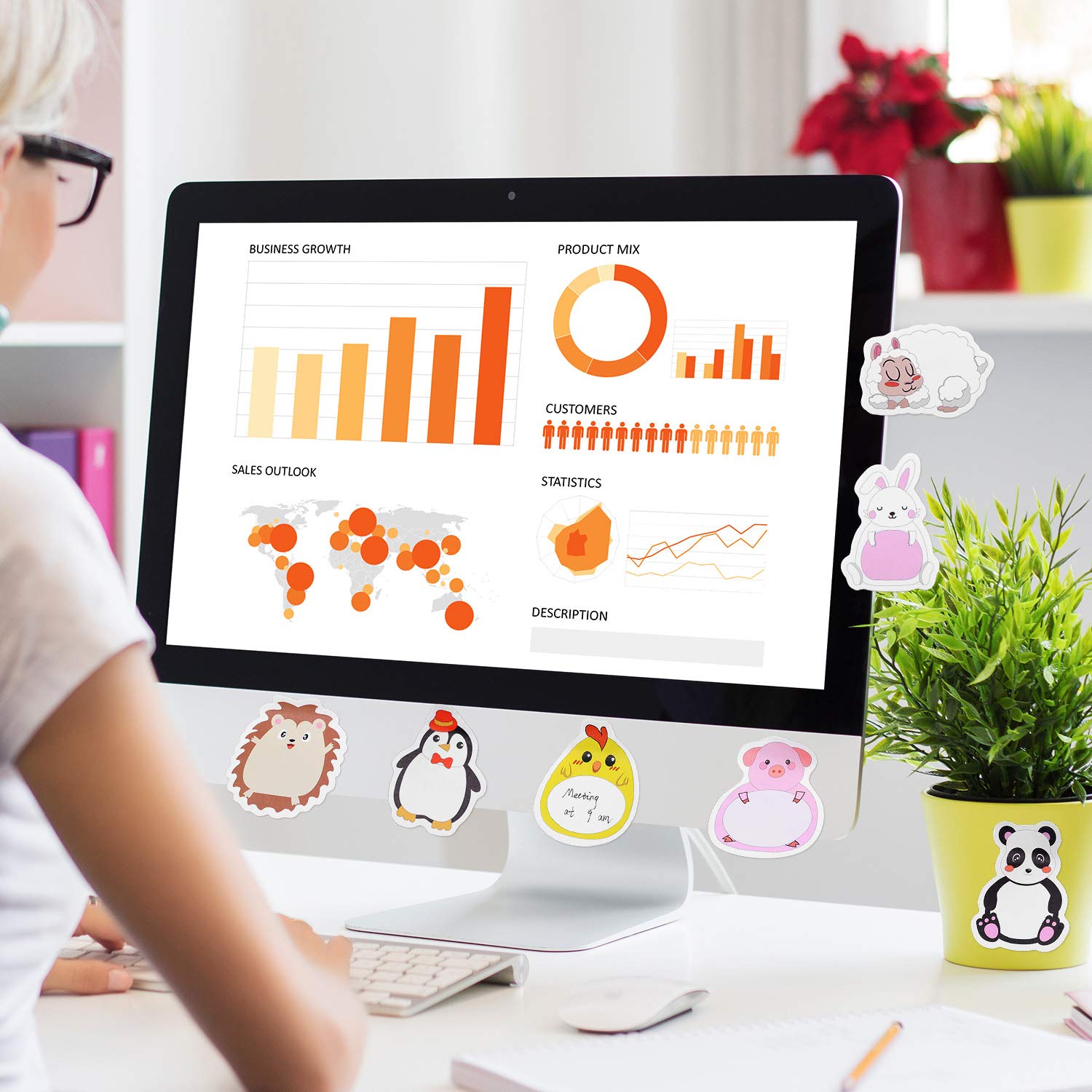 30 Sets Cartoon Animal Sticky Notes Cute Cartoon Memo Page Markers Flags in Different Shapes for Home, School and Office, 10 Styles (Vintage Style) - Image 6