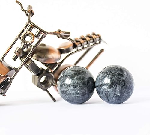 Miniatura 5 de Bolas de Baoding chinas, color gris oscuro, para ejercicio de salud, bolas de mano para el estrés, bolas de mármol para medicina china natural (gris