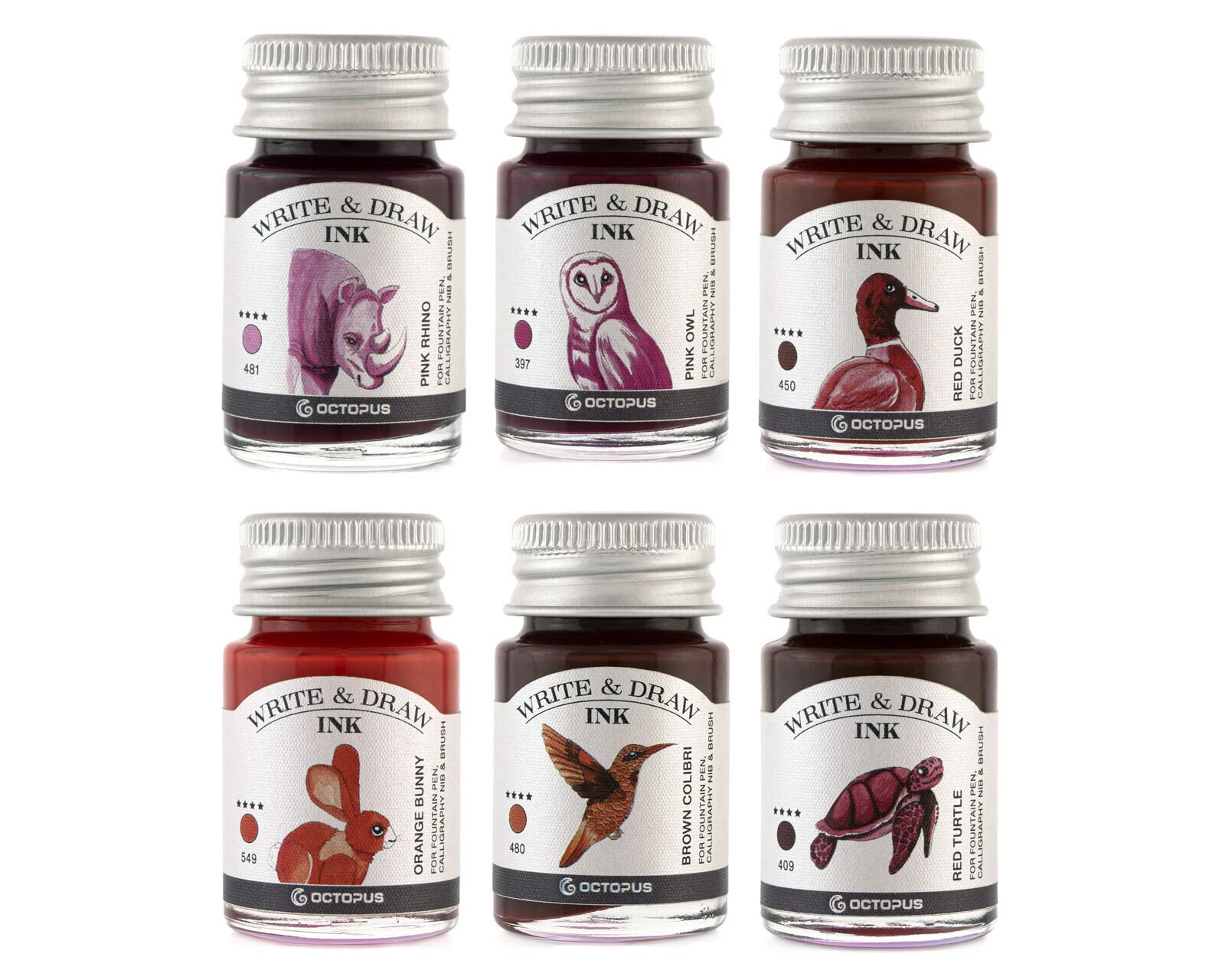 Octopus Write & Draw Ink DESERT Tintenset, wasserfest, 6 x 10 ml