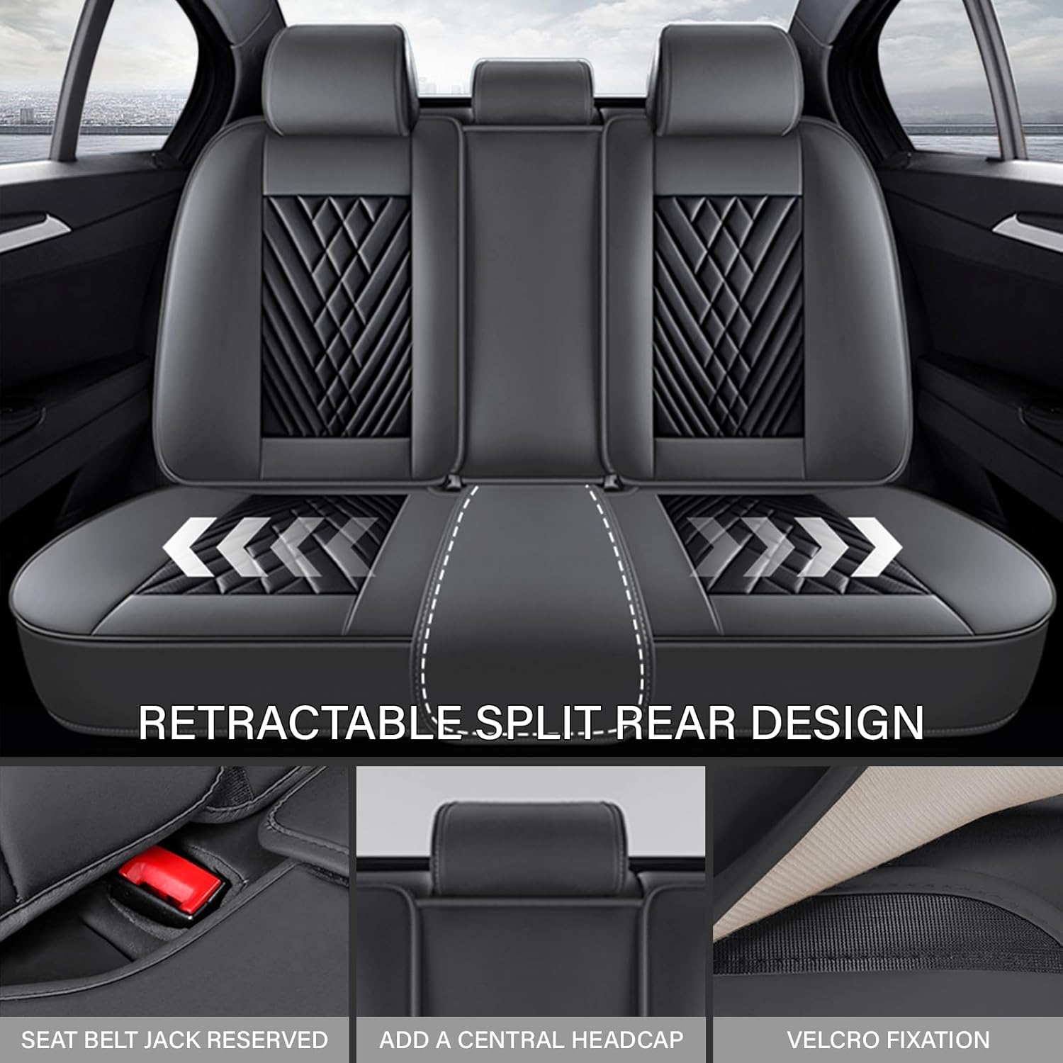 Car Seat Cover Fit 98% of Toyota 2000-2025,Premium Nappa Leather Breathable Waterproof Sports Seat Cover,Easy to Install Automotive Seat Covers Front Pair（Gray & Black）