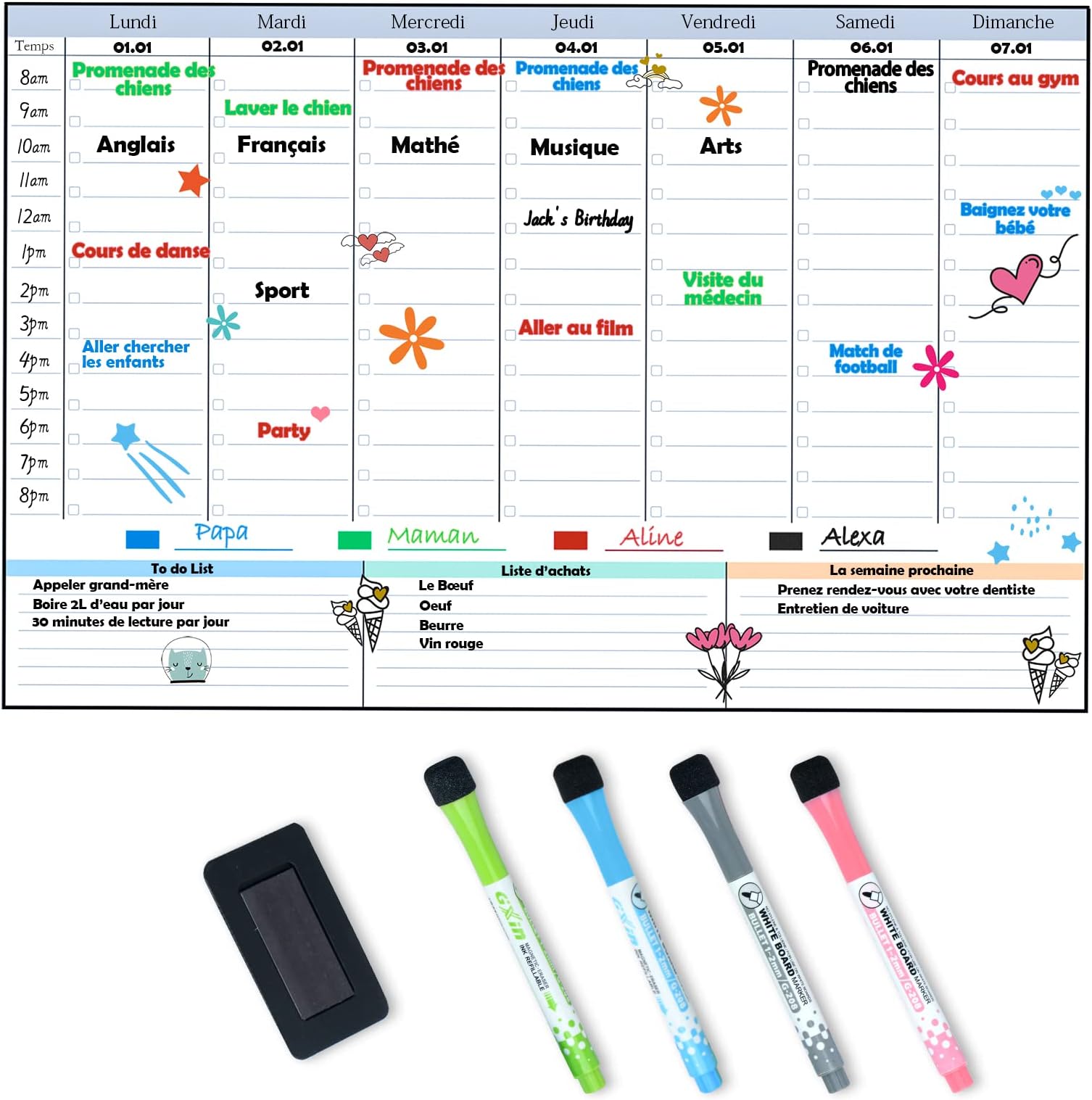 Nobo Kit Planning Hebdomadaire à Fiches T, Mural, 5 Colonnes & 24