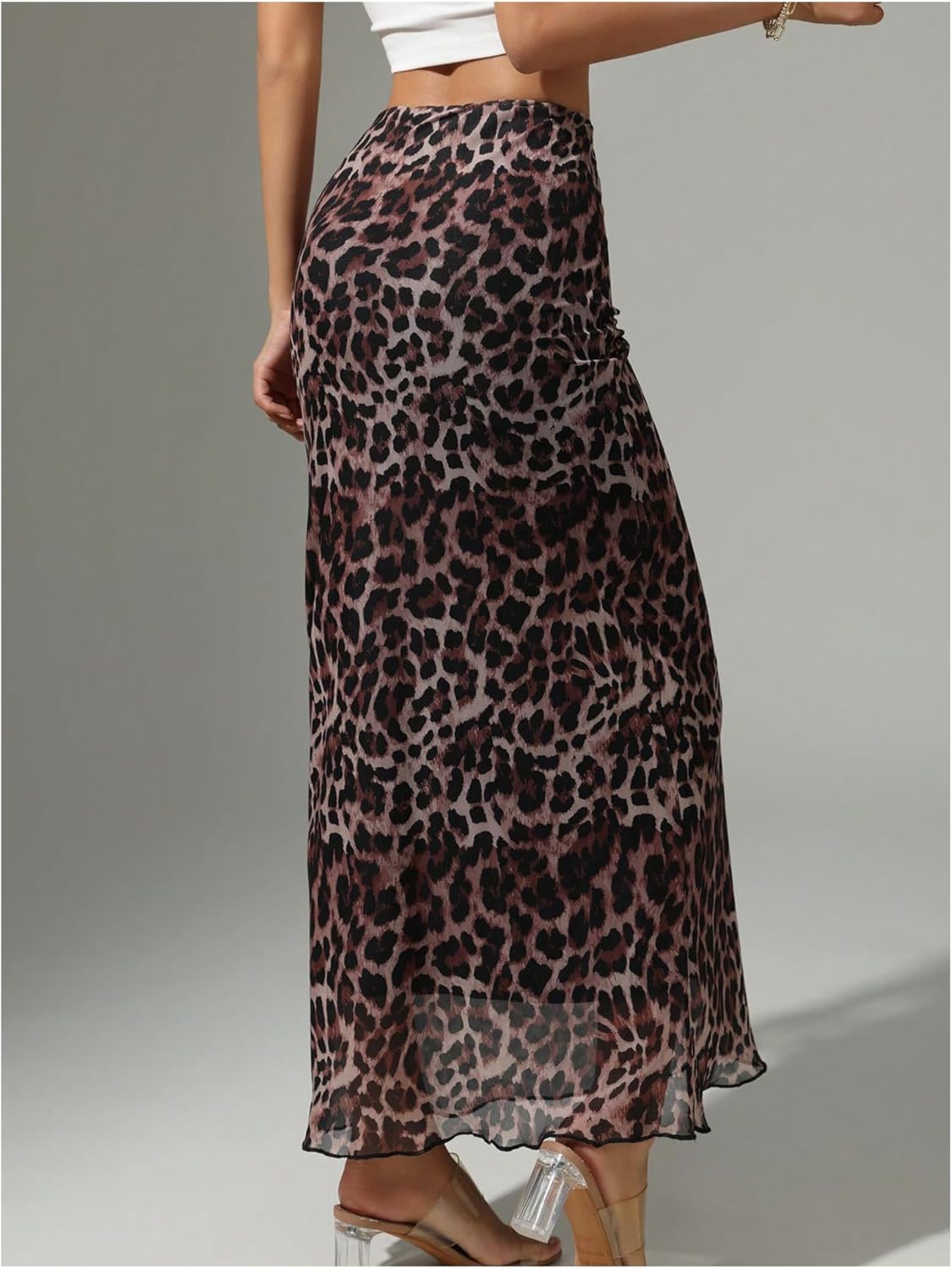 Women's Leopard Maxi Skirt Y2k Cheetah High Waisted Fishtail Bodycon Skirts - Image 2
