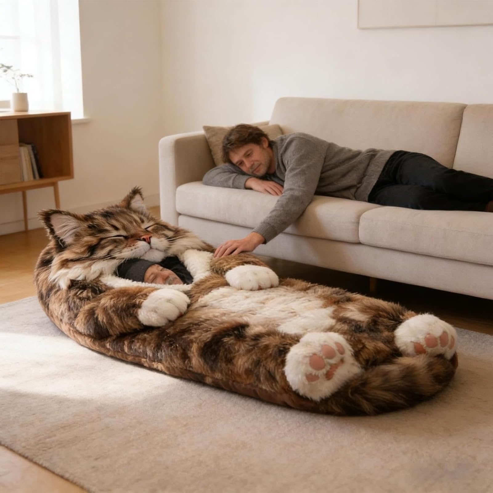 2026 Katzenschlafsack Für Menschen, Entzückender Katzen Schlafsack In Umschlagform, Waschbarer Katzen Schlafsack Erwachsene, Warme Deckenschlafsack, Cat Sleeping Bag Für Camping, Reisen, Zuhause