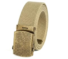 BC Belts Canvas Web Belt Military Style with Antique Brass Buckle and Tip 54 Long - Adjustable Cut