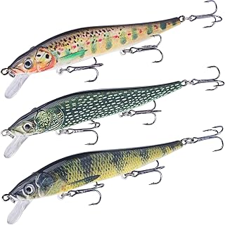 Wobbler Hecht Set,12 cm/13,5 G Minnow con revestimiento biomimético, flotante, ideal para pescadores de tiro medio a ancho.