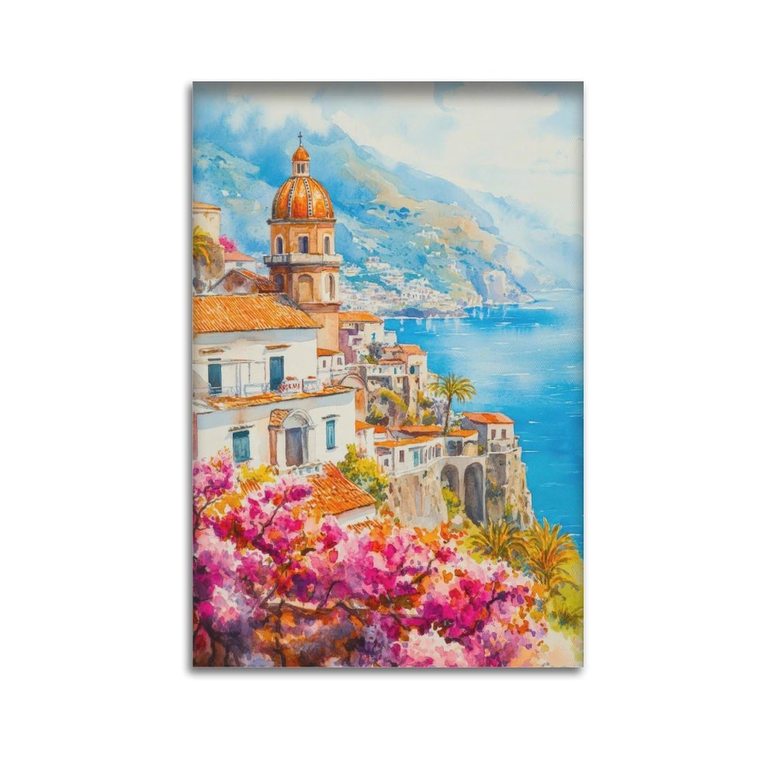 xiaoxiaoshen Amalfi Coast Italy Mediterranean Canvas Poster Wall Art Prints Room Aesthetic Murals Bedroom And Living Decorations 24x36inch(60x90cm)