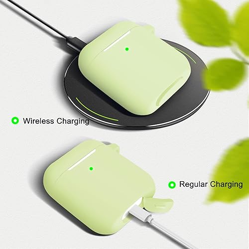 Miniatura 5 de MOLOPPO Funda para AirPods, funda protectora de silicona suave con llavero para mujeres y hombres, compatible con Apple AirPods de segunda