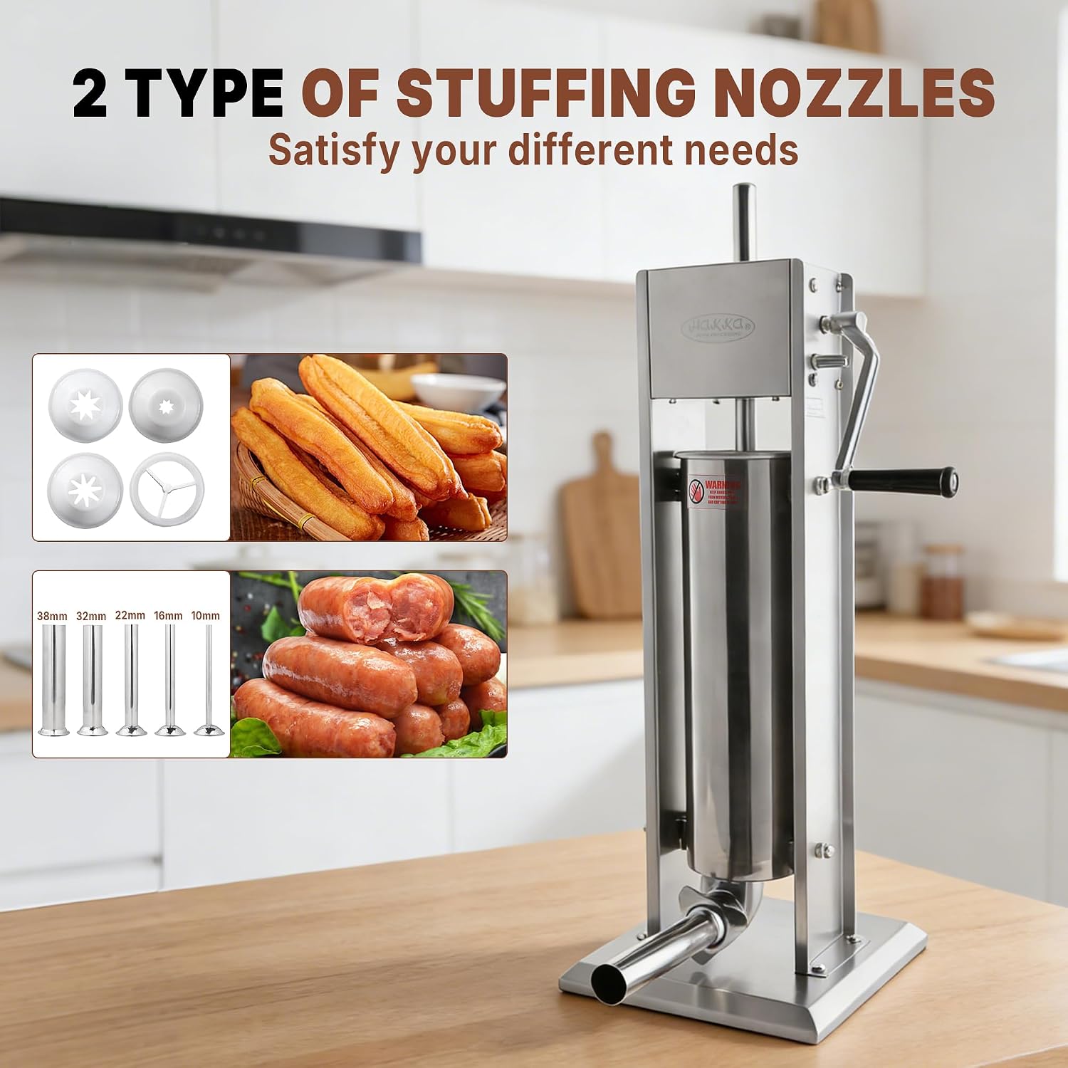 Hakka 2 in 1 Sausage Stuffer and Spanish Churro Maker Machines (15LB/7L)