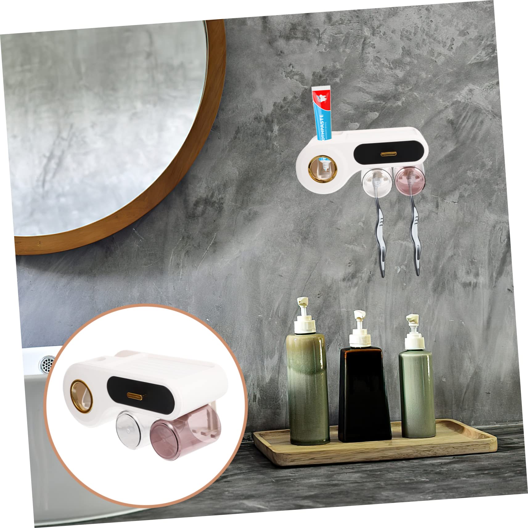 Cabilock Soporte De Cepillos De Dientes y Pasta De Dientes Organizador De Baño Montado La Pared Diseño Multipropósito para Ahorro De Espacio y Almacenamiento Sanitario El Hogar