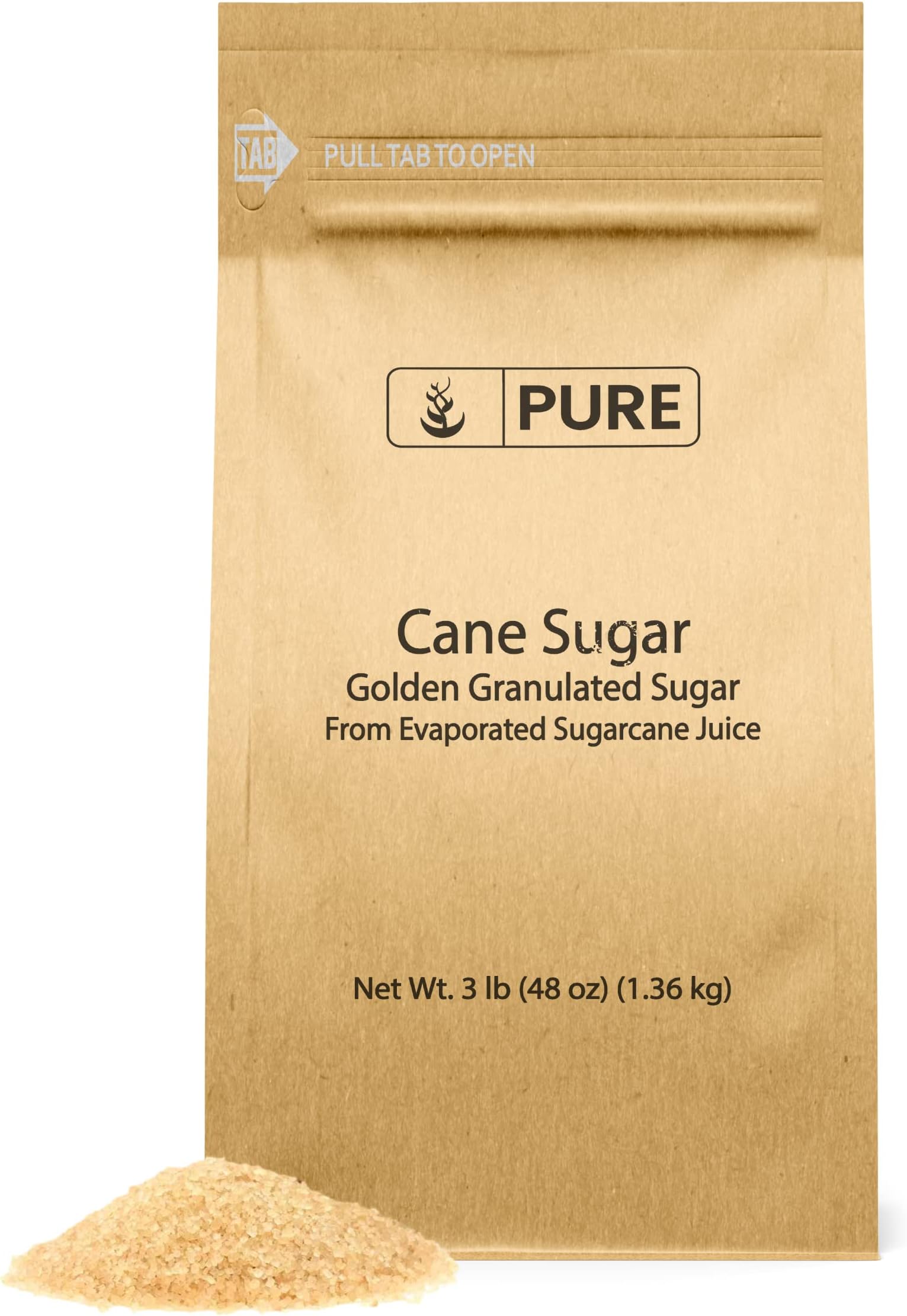 Pure Original Ingredients Cane Sugar (3 lb), Baking, Kitchen Staple, Always Pure, No Additives or Fillers