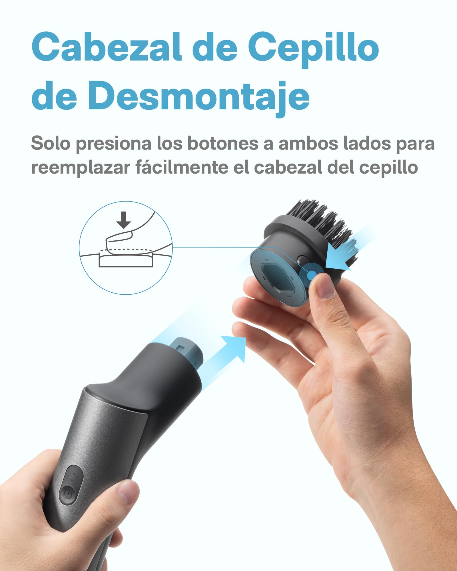 HOTO Cepillo Electrico Limpieza Hogar, Cepillo Limpieza Electrico con 6 Cepillos Reemplazables, 2 Velocidades, Mango Ajustable 90-120CM, IPX7 Resistente al Agua, para Baño, Cocina, Coche, Tina