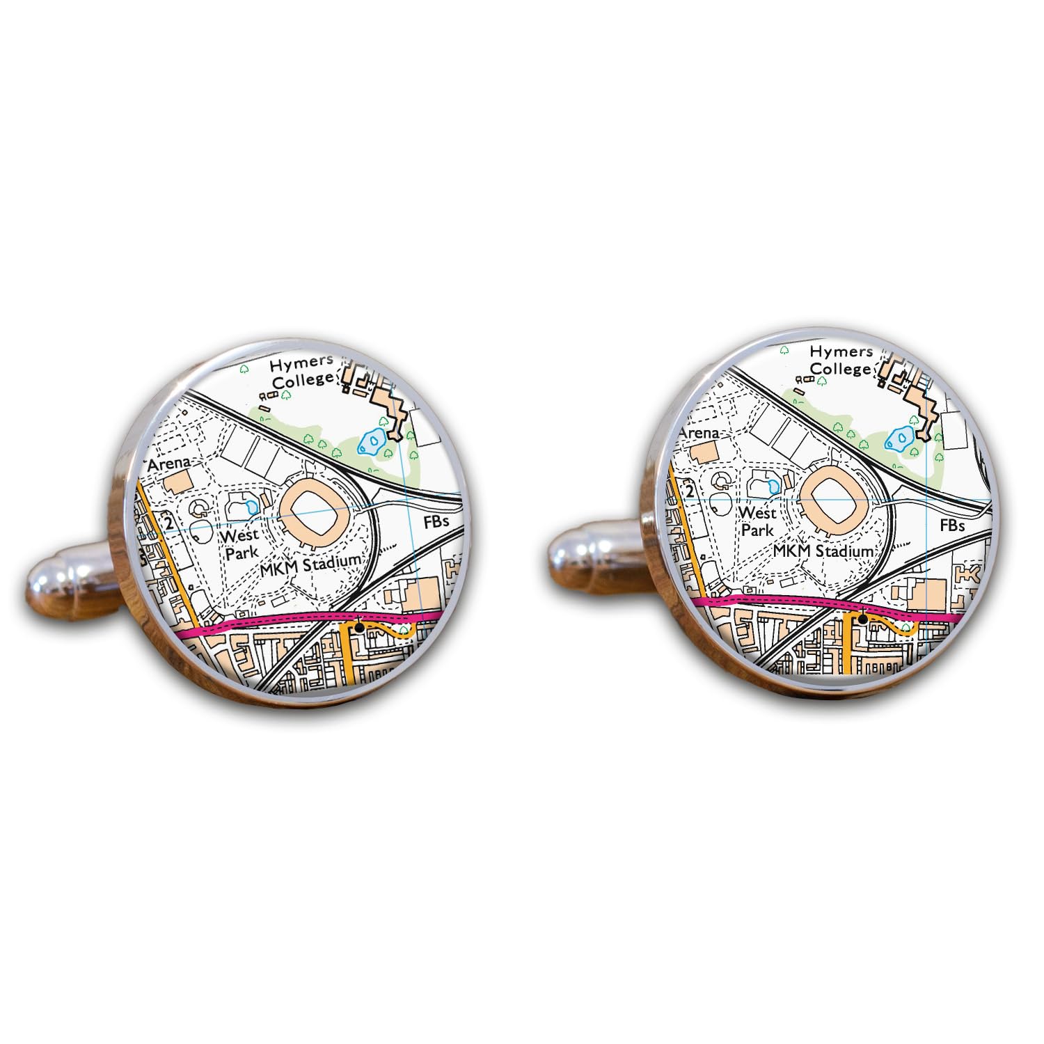 Football Stadium Map Cufflinks, Hull City Ground Map Cuff links, MKM Stadium Map Cufflinks, Round Football Cuff Links