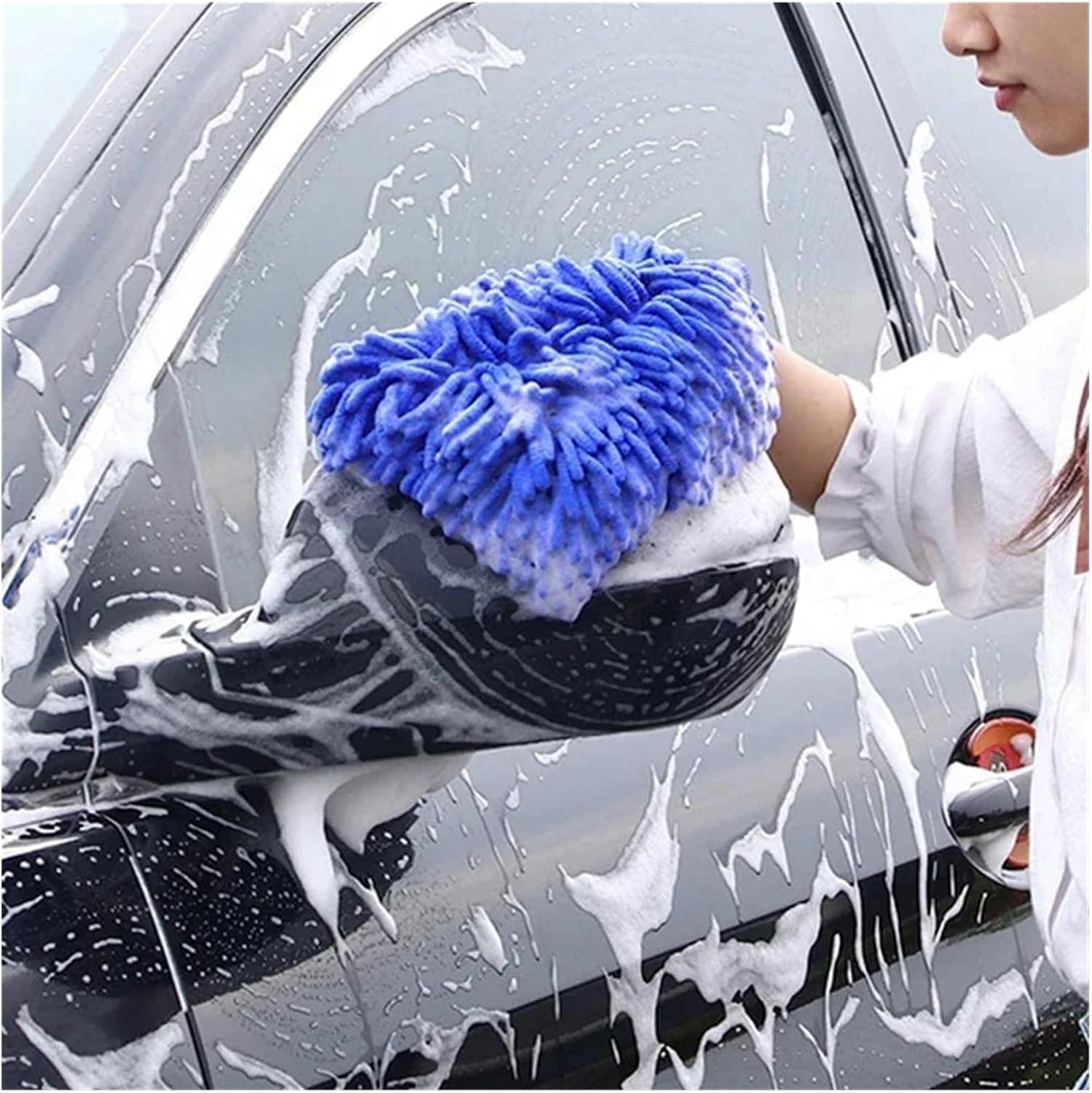 Microfiber Chenille Glove for Car Care and Surface Washing, 2 Pack(1pcs car wash glove)