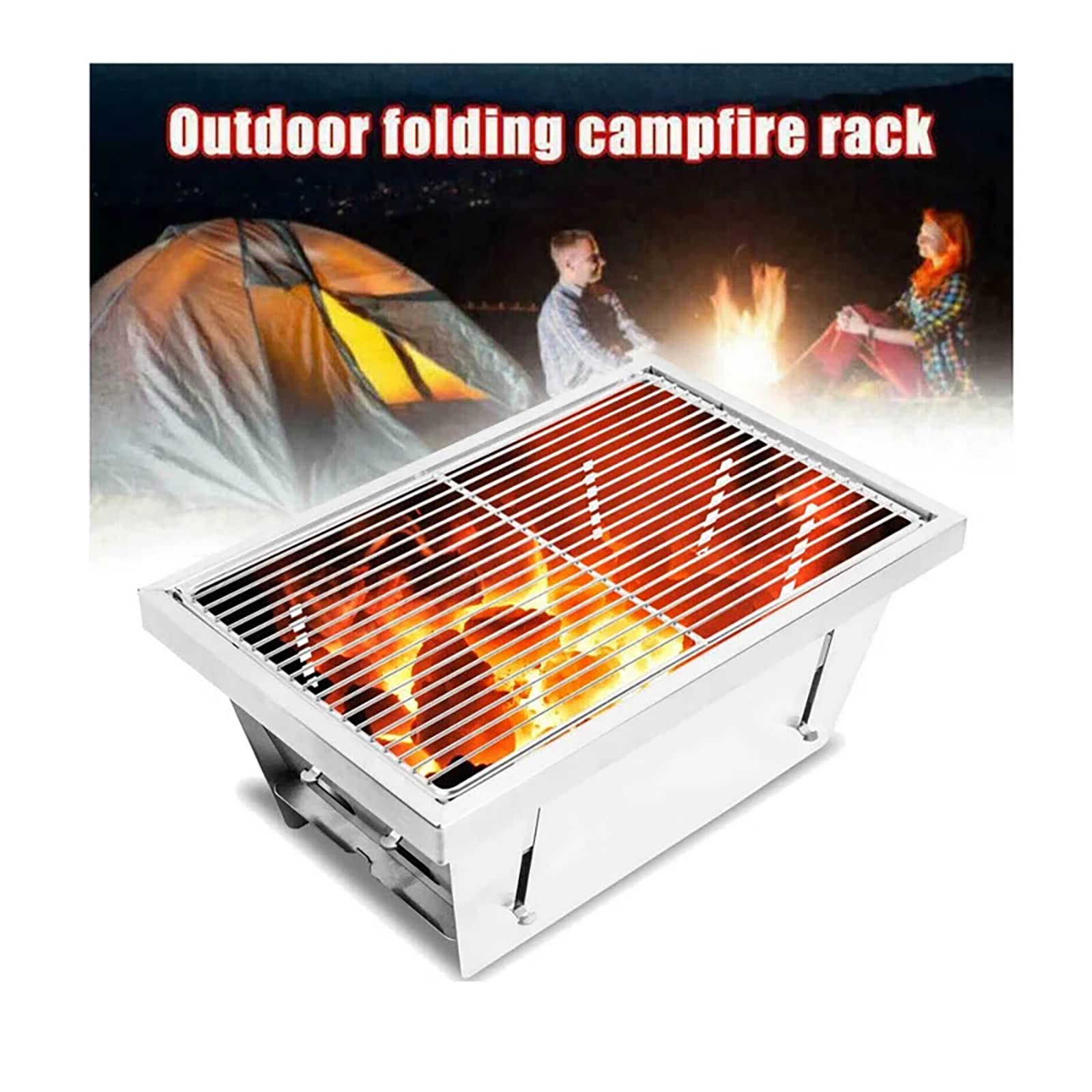 SEHOMY przenośny grill na węgiel drzewny na kemping, składany grill, ze stali nierdzewnej, wędzarnia, grill, piec piknikowy, do gotowania na zewnątrz, na kemping, wędrówki, piknik, ogród, podróż,