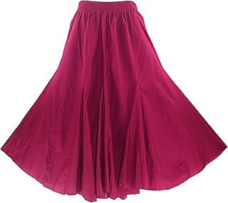 Beautybatik Women Cotton BOHO Gypsy Long Maxi Godet Broomstick Flare Skirt Plus Size 1X 2X 3X