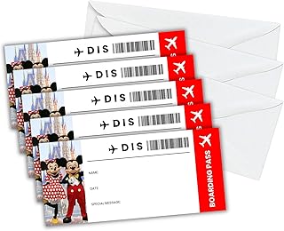 Lashicorn Boarding Pass Surprise Magical DIS 5pk w/Envelopes Kingdom Mouse 3.75x8.25” DIY Travel Plane Ticket Christmas Land Princess Castle Present