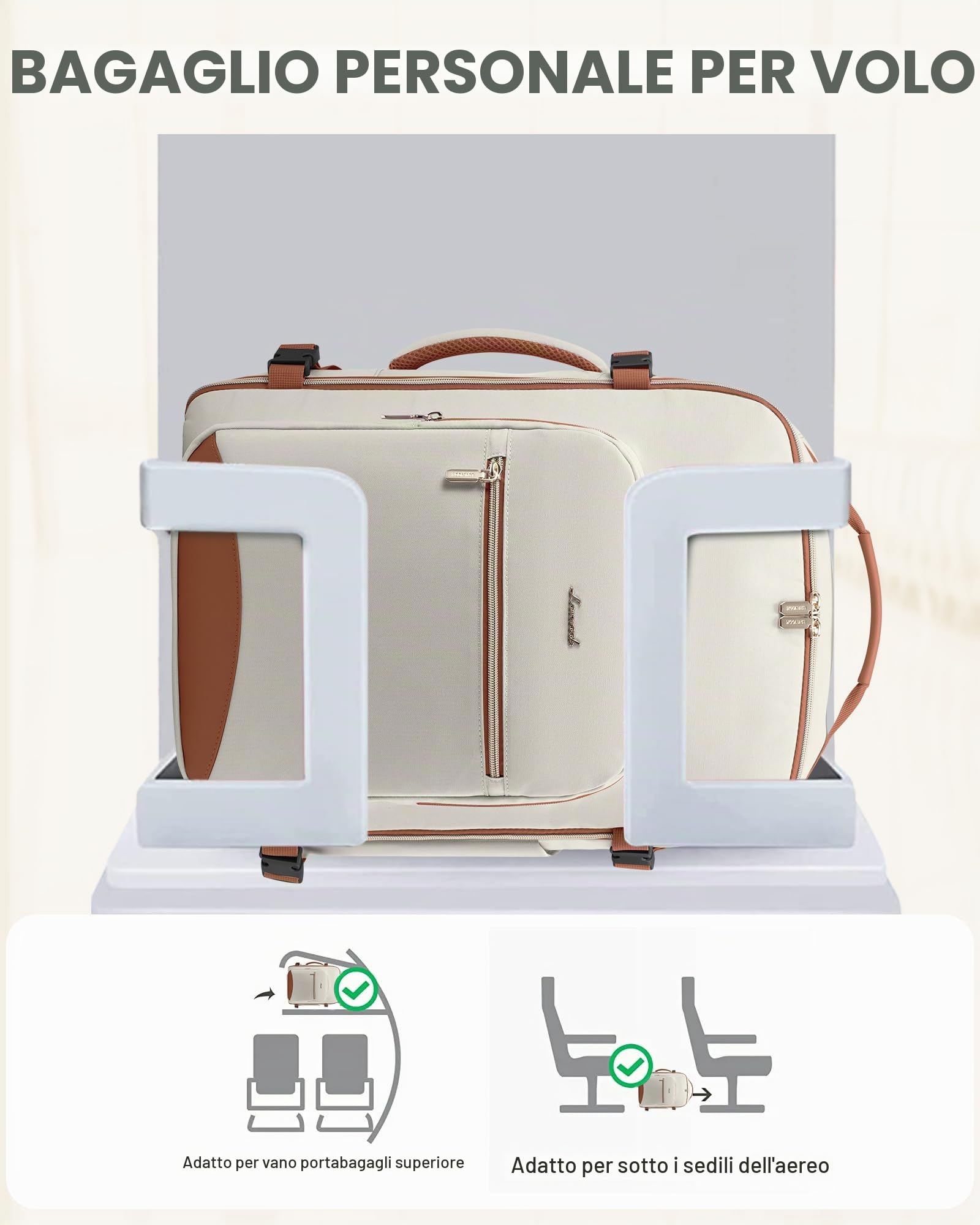 LOVEVOOK Zaino da Viaggio Aereo Bagaglio a Mano, Impermeabile Zaini | Trolley Bagaglio Donna 40L Cabin Max per Ryanair Easyjet, Grande Zaino Porta PC 17 Pollici Valigia Borsa a Zainetto