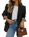 Women's Fall Business Casual Blazers 2025 Long Sleeve Lapel Open Front Button Work Blazer Jackets with Pockets