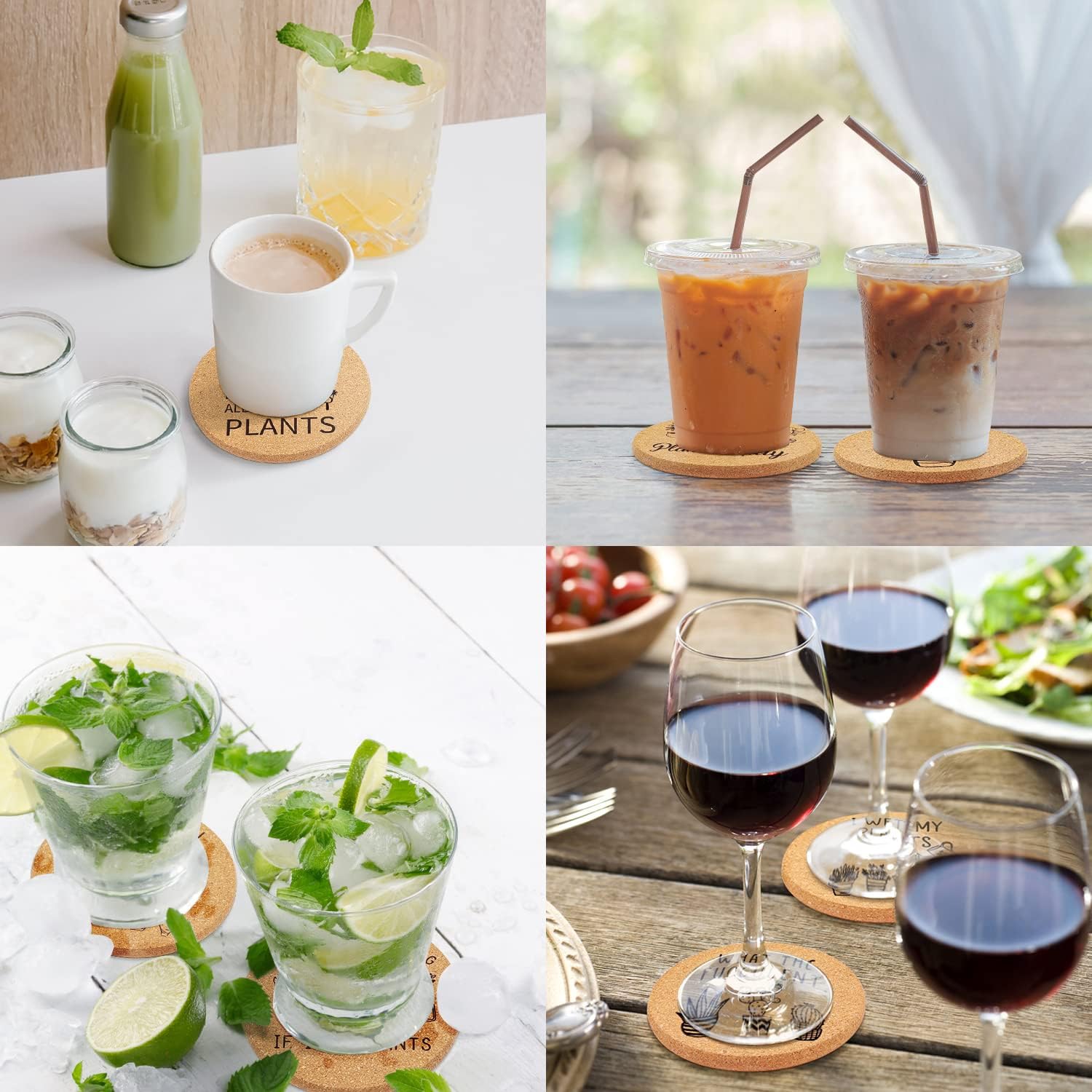 Funny Plant Coasters for Drinks Absorbent with Holder-Plant Gifts for Plant Lovers Women,Funny Succulent Gifts for Gardeners,Crazy Plant Lady Gift,Plant Cork Coasters with Cork Base,Set of 6 image 5