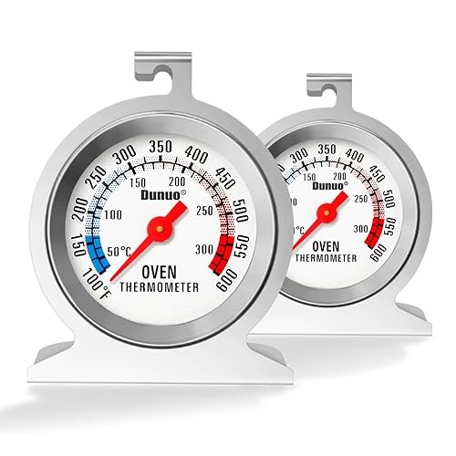 Paquete de 2 termómetros de horno para hornos de gas y eléctricos, 122.0-572.0 F100-600F en el horno, acero inoxidable 304, lectura instantánea