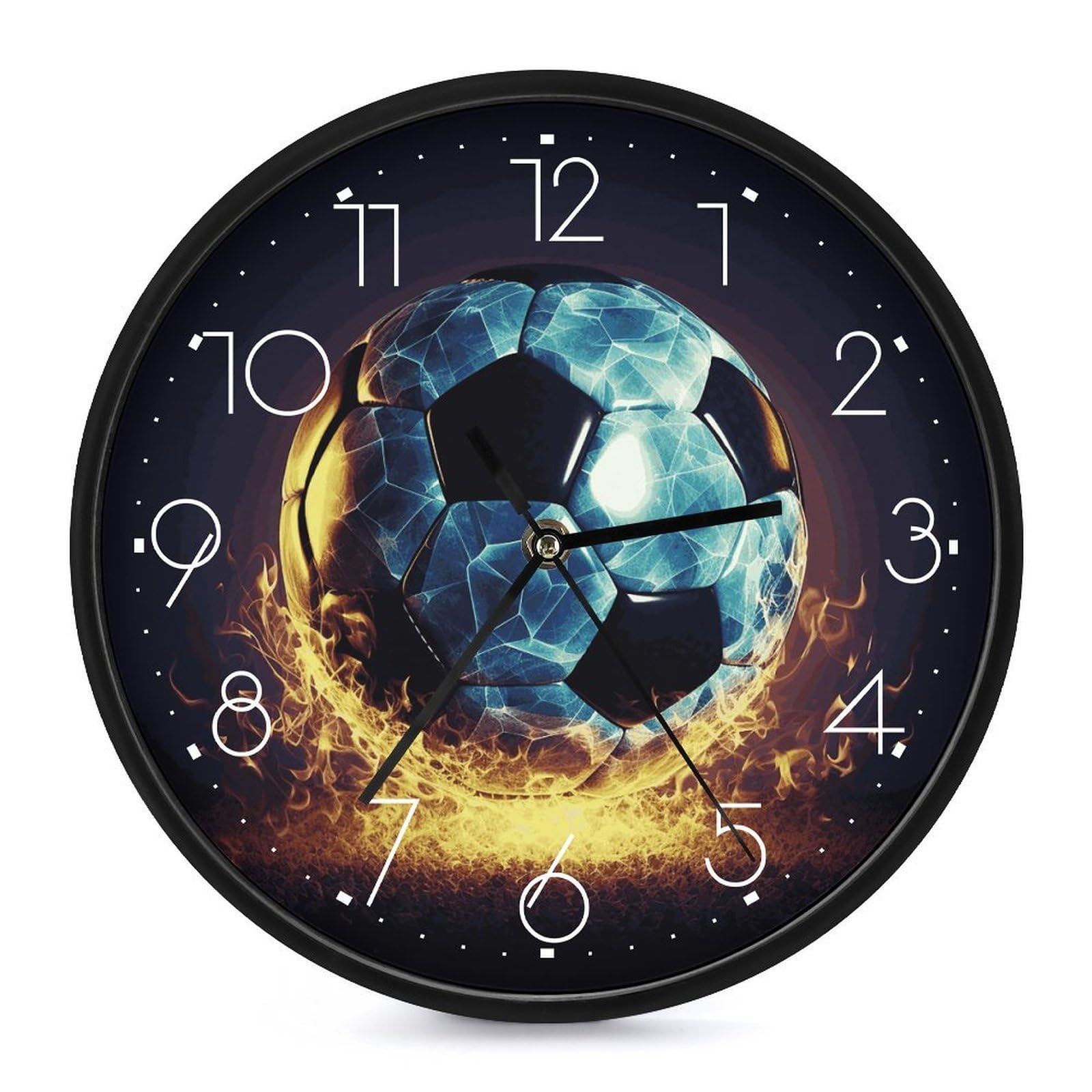 Horloge murale football ronde de 25,4 cm silencieuse à piles pour chambre d'enfant